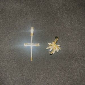 NEEDLE CROSS & PALM TREE PENDANTS